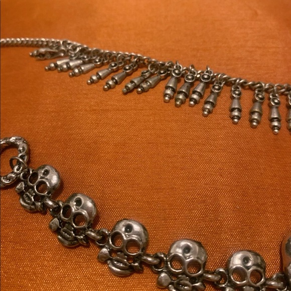 Goth Silver Rose Skulls bracelet, necklace, anklet - Picture 2 of 4